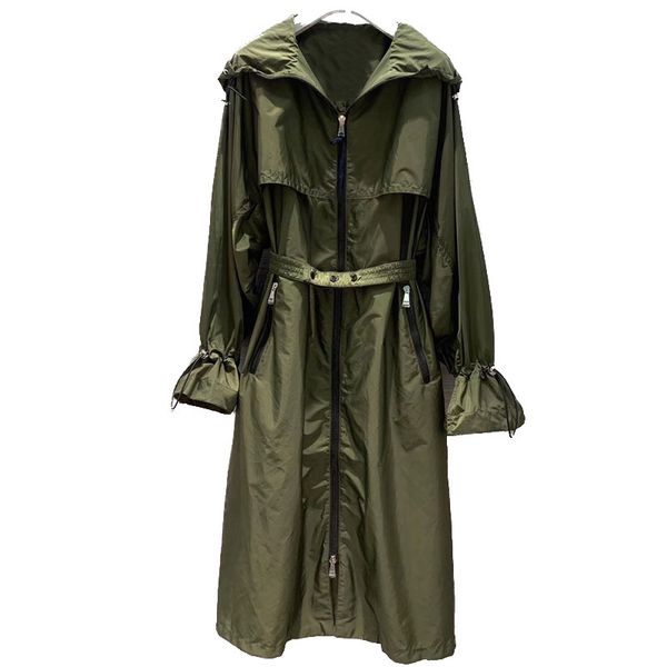 

women's trench coats arrival 2021 spring fashion long coat casual butterfly sleeve hooded female vintage zipper outwear, Tan;black