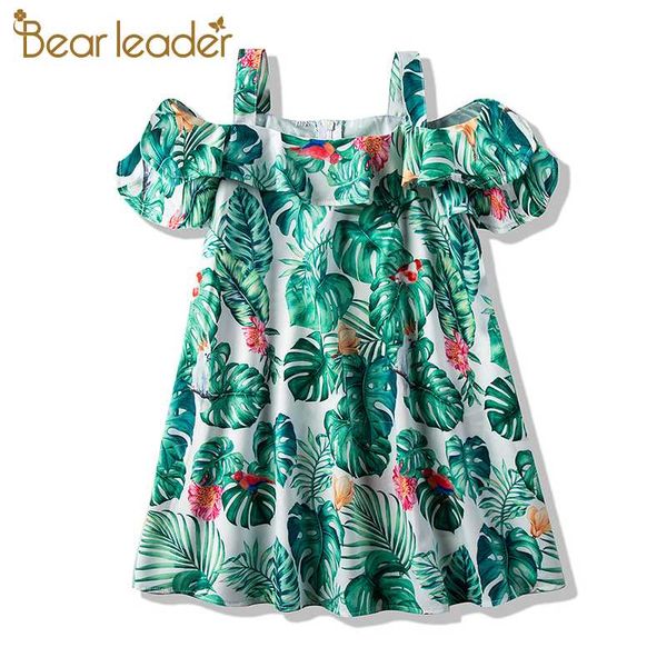

bear leader girls floral dresses new summer kid green leaves dresses ruffles cute girls outfit children vestidos toddler clothes, Red;yellow