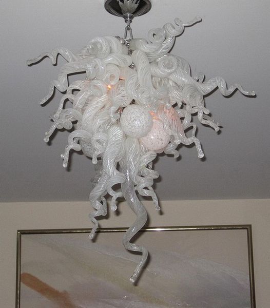 

100% mouth blown borosilicate christmas decor lamps white murano glass art dale chihuly style crystal chandelier