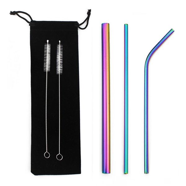 

6pcs reusable stainless steel drinking metal straw print logo straw pack silicone tips cover for 6/12mm party supplies