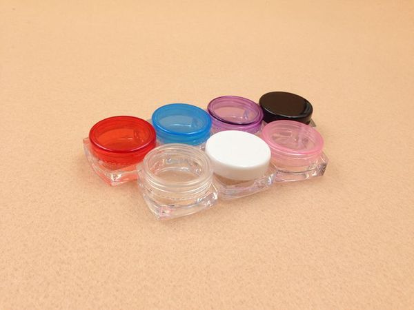 

50pcs/lot,new ps 5g 5ml mini plastic sample cosmetic bottle cream jar lotion packing bottle eye shadow case box container