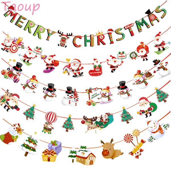 

taoup 3m noel paper christmas banners navidad ornaments christmas decoration for home hanging xmas banners santa claus snowman