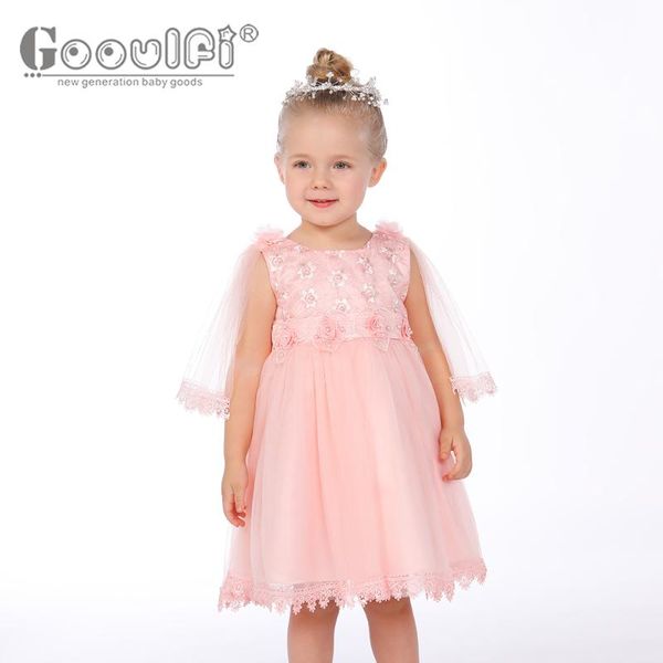 

gooulfi kids' dresses sleeveless cotton mesh girl dress casual cute 1 year birthday party girl outfits floral child dress pink, Red;yellow