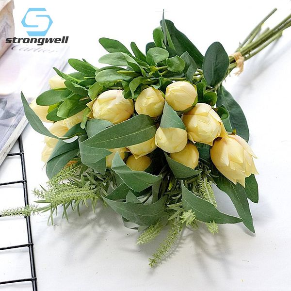 

strongwell korean drunk beauty rose holding artificial flower fake flower bridal bouquet wedding home decoration accessories