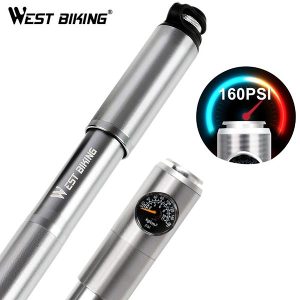 

west biking bicycle mini hand pump with gauge aluminum alloy tire inflator bike performance tyre pump portable cycling pumps