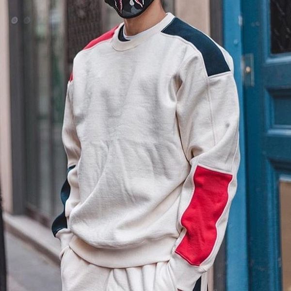 

19ss box logo formula crewneck fashion sweatshirt casual men women color matching pullover coat street hip hop sweater, Black