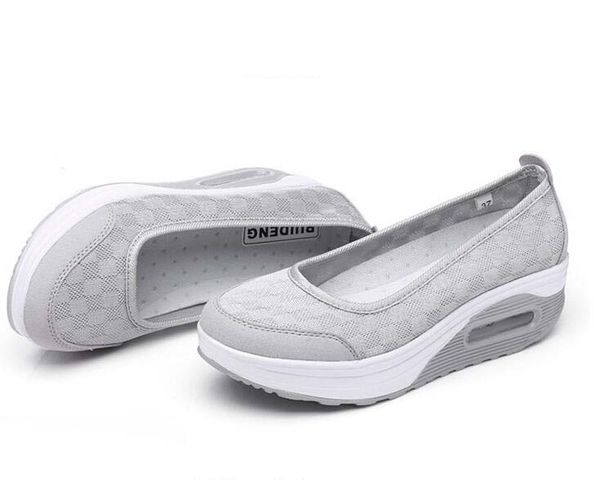 

sual tenis shoes shape ups thick low heel woman nurse fitness shoes wedge swing shoes moccasins plus size 40 41 42, Black;yellow