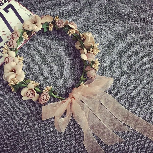 

Women Head Wreath For Girls Hair Headband Flower Crown Seaside Holiday Flower Garland Forehead Hair Accessories Headdress Band