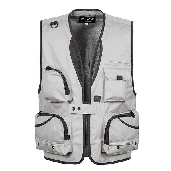 

wholesale men's mesh vests multi-pocket pgrapher vest men's reporter director causal fishing vest 5xl travel, Black;white