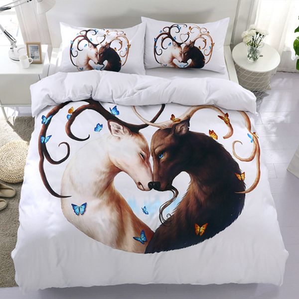 Elk Couple Bedding Set Double Elegant Romantic Love Duvet Cover Butterfly King Queen Single Full Twin Soft Bed Cover With Pillowcase Buy Bedding