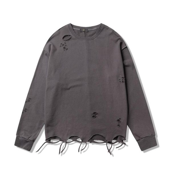 

мужские толстовки негабаритного reverse wear high street cut отверстие crew neck толстовка h h толстовка толстовка casual male пуловер с кап, Black