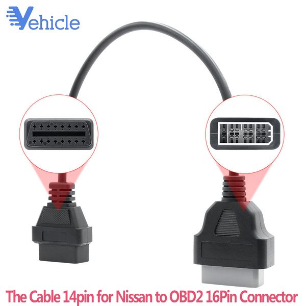 

the cable 14pin for to obd2 16pin connector car diagnostic odb2 obd2 auto scanner tool obd to car extension cable
