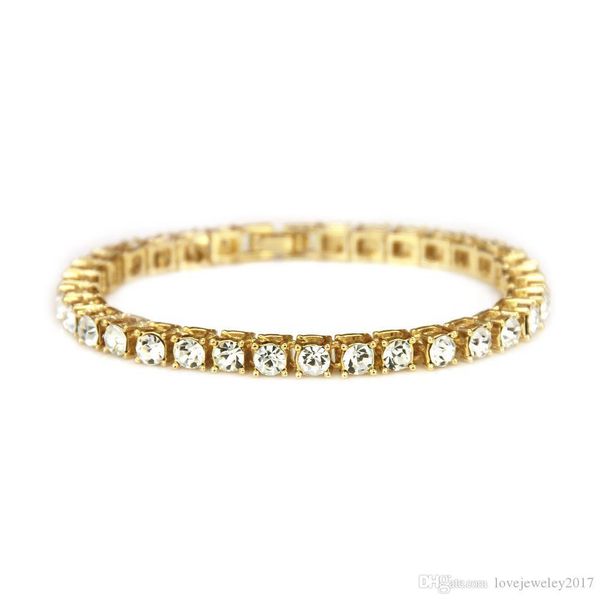 

luxury designer jewelry women bracelet hip hop single row diamond charm bracelets for men silver gold plated with red crystal punk style, Golden;silver