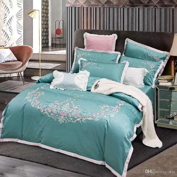

good quality satin silk bedding sets flat solid color  king size 4pcs duvet cover+flat sheet+pillowcase twin si 333333
