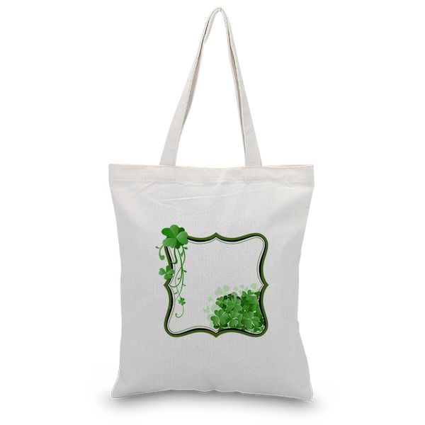 

hand lucky clover canvas handbag text diy handbagbag print customized printing daily use foldable shopping reusable