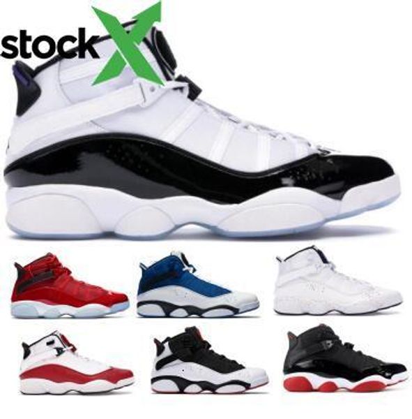 

mens 6 6s six rings basketball shoes sneakers jumpman concord bred blue ice gym red confetti space jam man 2020 classic zapato shoes, Black