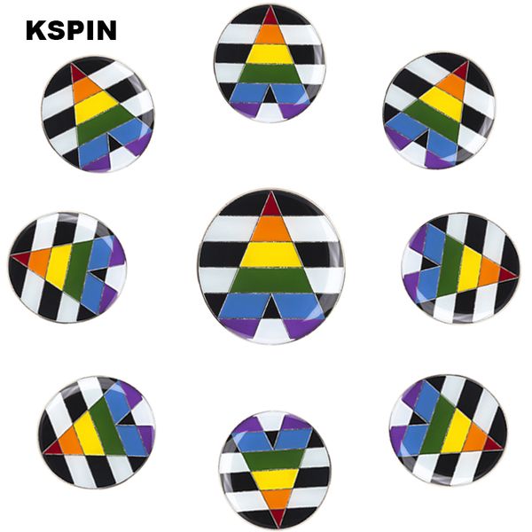 

straight allies pride rainbow flag rozet metal chapas metalicas pins backpack brooch for gift xy0307, Gray