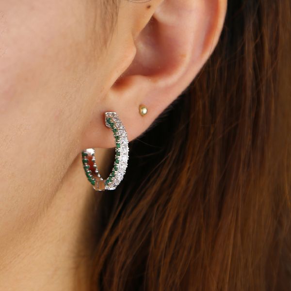 

iced out bling cz hoop earring for women 2019 new classic cubic zirconia hoops, Golden;silver