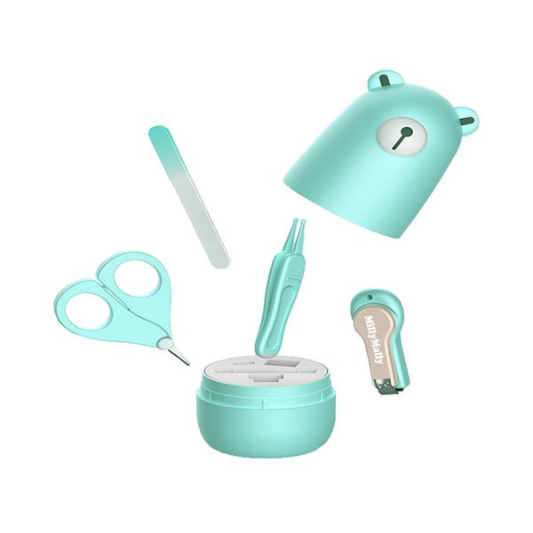 

4pcs/lot newborn infant safety baby nail care kit clipper + rounded scissors + trimmer + nose cleaning tweezer quality