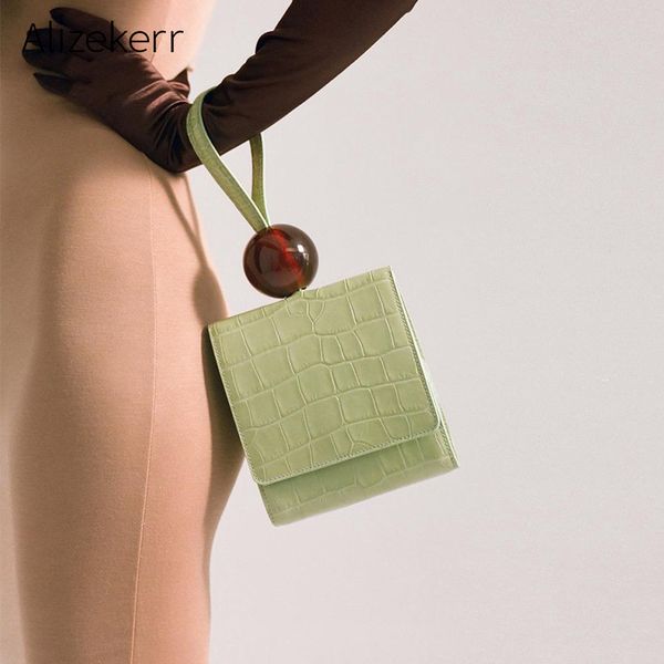 

handbags women bags crocodile pattern acrylic ball small flap box bag malas de senhora casual clutch bag women