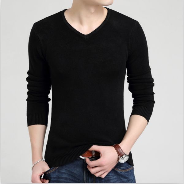 

mrmt 2019 brand new men's sweater self-cultivation youth knitted sweater for male men's solid color head, White;black