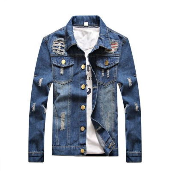 

2018 Slim Fit Shirt Jeans for Men Cotton Camisa Chemise Denim Shirt Men British Style Long Sleeve Denim Jacket Blouse 4XL Old Frayed Denim