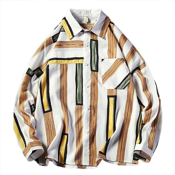 

men's long sleeve striped shirts korean fashion dress 5xl 2019 spring hip hop streetwear plus size casual shirt men cs24