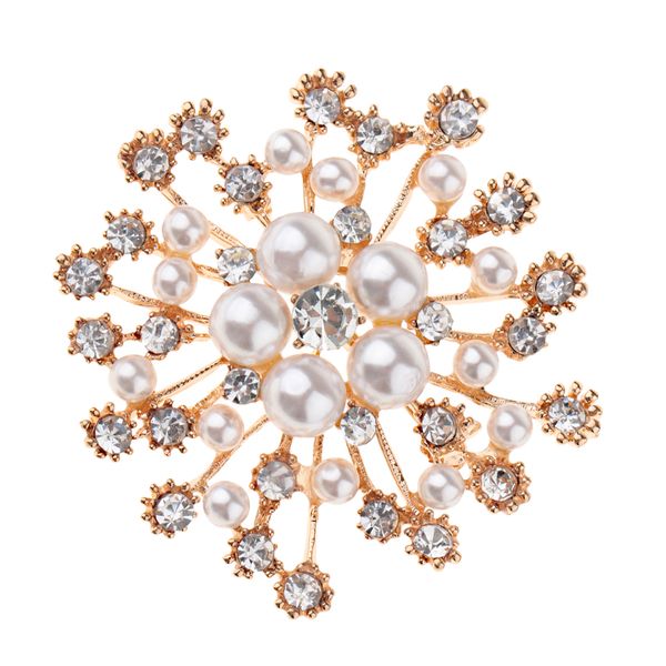 

fashion fully crystal flower design brooch lapel pin collar tips fashion simulated pearl brooch pins, Gray