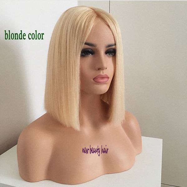 

elling blonde color glueless natural straight wig synthetic lace front wig short bob heat resistant hair white and black women wigs