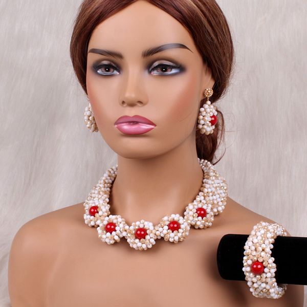 

dudo african women jewellery set two colors 2020 new fashion design nigerian wedding jewelry set crystal handmade craft party, Silver