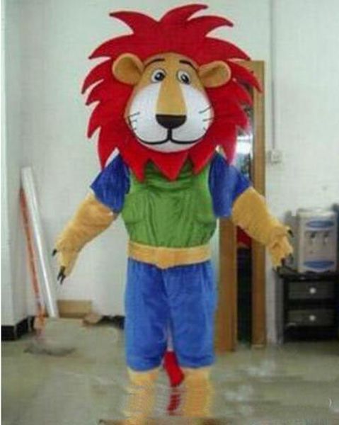 2019 Factory Outlets Fire Red Manes Atleta Lion Animal Mascot Costumes Costume di Halloween Cartoon Suit Fancy Dress Outfit