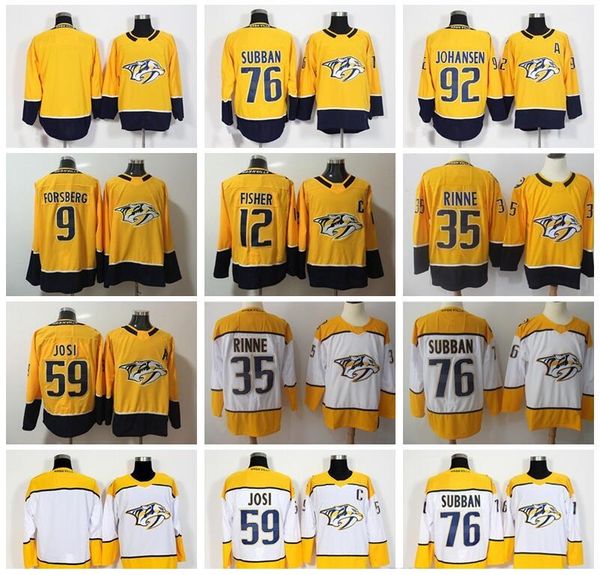 

nashville predators jerseys yellow white ice hockey 59 roman josi jersey 92 ryan johansen 35 pekka rinne 9 filip forsberg mike fisher man, Black;red