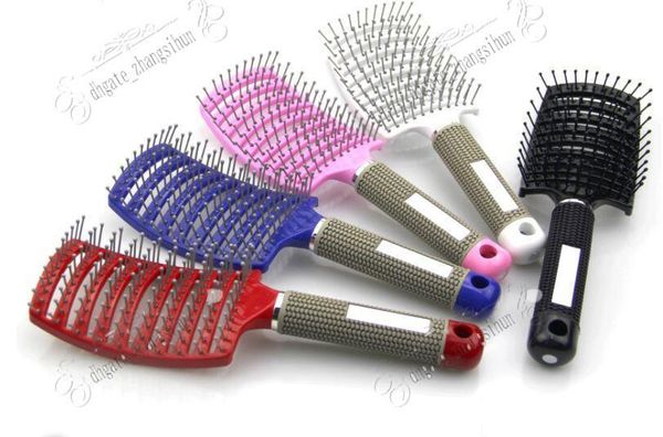 

professional hair extensions bristle hair brushes comb anti-static heat curved vent barber salon hair styling tool rows tine comb, Silver