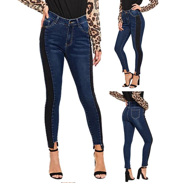 

women summer pants 2019 new stretch jeans female low waist stretch slim pencil pants y515, Blue