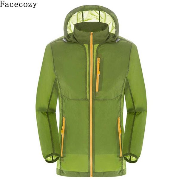 

facecozy summer outdoor fishing shirt men anti uv ultralight hooded male breathable multi-pocket hiking coat, Gray;blue