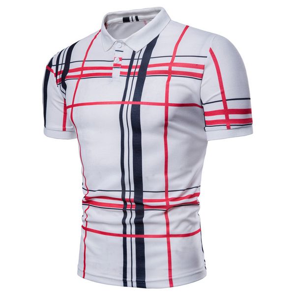 

Summer T Shirts Polos Vintage Men Tops Tee Short Sleeve Navy White Casual Polos Size M-3XL