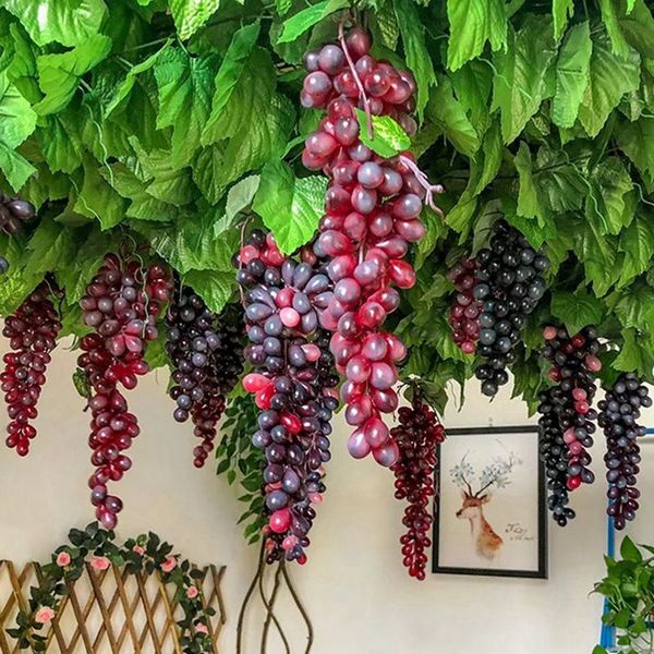 

artificial fruit grapes cluster 8 colors fake fruits craft plate green purple red black for wedding party home garden bars decorat