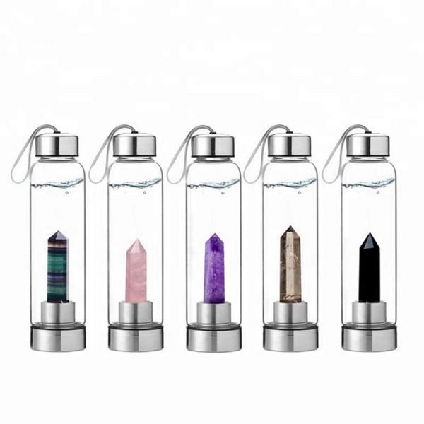 

Cry tal gem tone water bottle creative natural wand point reiki healing cry tal gla healing gla port water bottle cfyz102