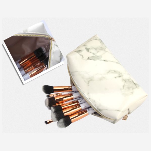 

new arrive white marble cosmetic bag women necessaire make up bag travel waterproof portable makeup toiletry kits