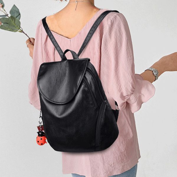 

ladies backpack 2020 fashion new soft leather college style student backpack