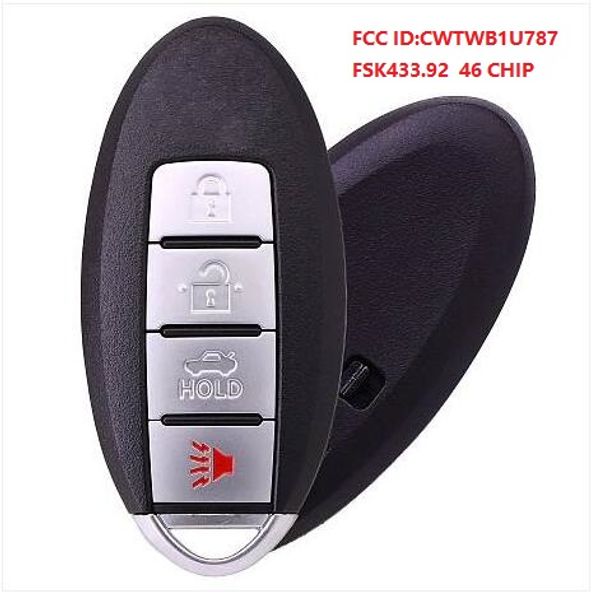 

keyecu replacement remote key fob 434mhz id46 for infiniti q70 m56 m37 m35h qx56- fcc: cwtwb1u787