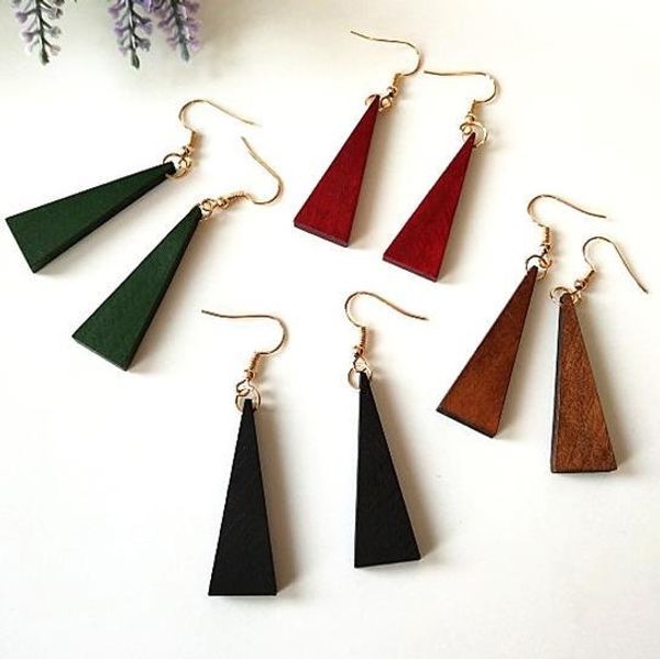 

wholesale 10 pair / lot fashion accessories geometric triangle wood earring, Silver