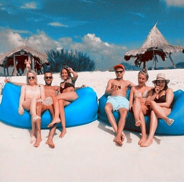 

fast inflatable lazy bag sleeping air bag camping portable air sofa beach bed air hammock nylon banana sofa for outdoors dhl