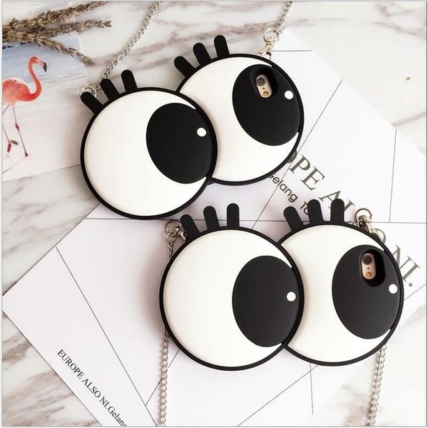 

cute big eyes soft silicone phone case for iphone 6 6s plus 7 8 plus x covers with keychain shell for iphone x anti fall