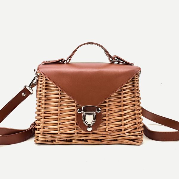 

women's woven handbags leather square bali island straw ladies crossbody bag shoulder bags summer bolsa feminina