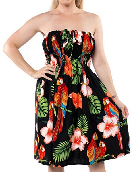 

la leela women's beach bikini short tube dress casual midi, Black;gray