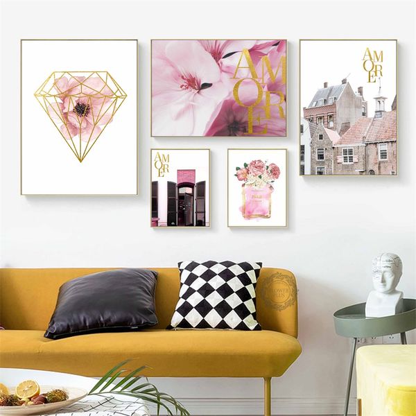 

nordic style door landscape diamond flower coco decorative painting poster wall art canvas prints wall pictures for living room