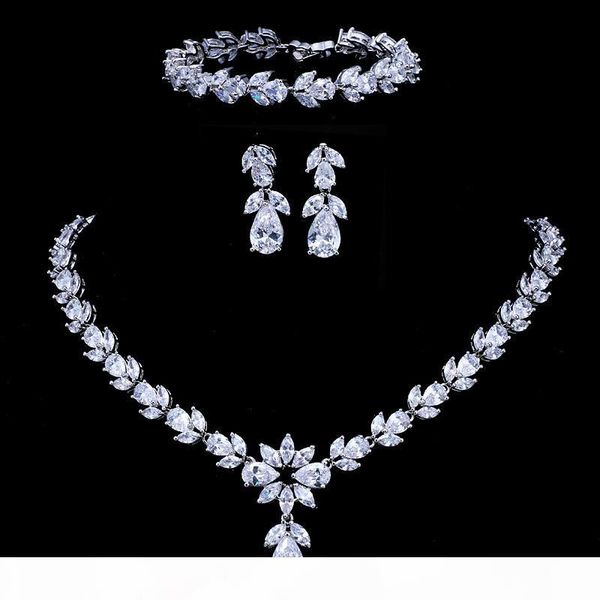 

emmaya luxury zircon bridal wedding jewelry sets zirconia necklace earrings bracelet full set for women party d18101002