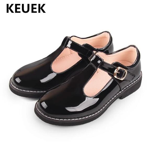 

new spring/autumn low-heeled dance shoes children patent leather fashion princess girls baby toddler kids leather shoes 041, Black;grey