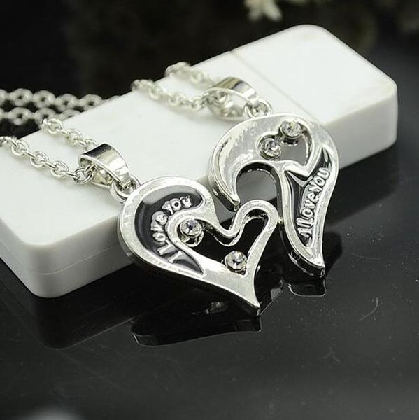

fashion- necklace silver puzzle necklace heart love letter silver plated pendant pendant gift for friend christmas gift